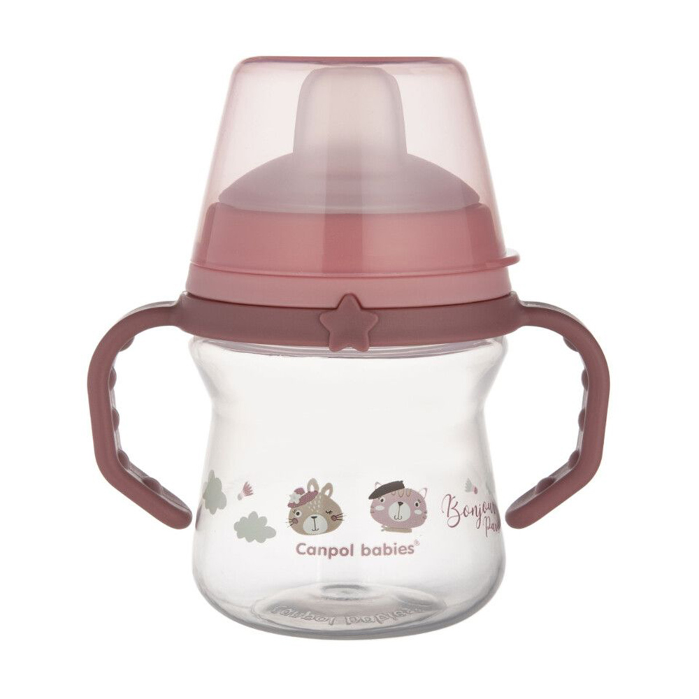 Кружка тренувальна Canpol Babies Bonjour Paris FirstCup з силіконовим носиком, рожева, від 6 місяців, 150 мл (56/612_pin)